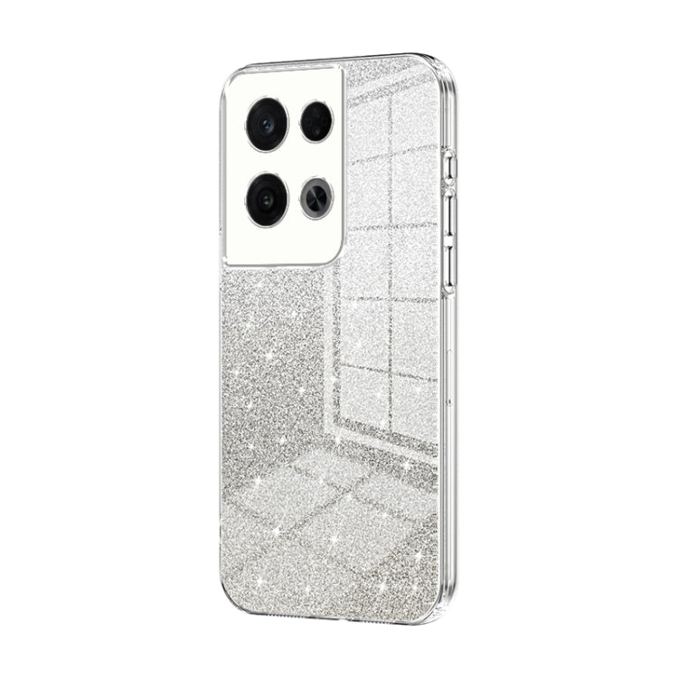 For OPPO Reno8 Pro Gradient Glitter Powder Electroplated Phone Case(Transparent) - OPPO Cases by PMC TechLife | Online Shopping South Africa | PMC TechLife | Buy Now Pay Later Mobicred