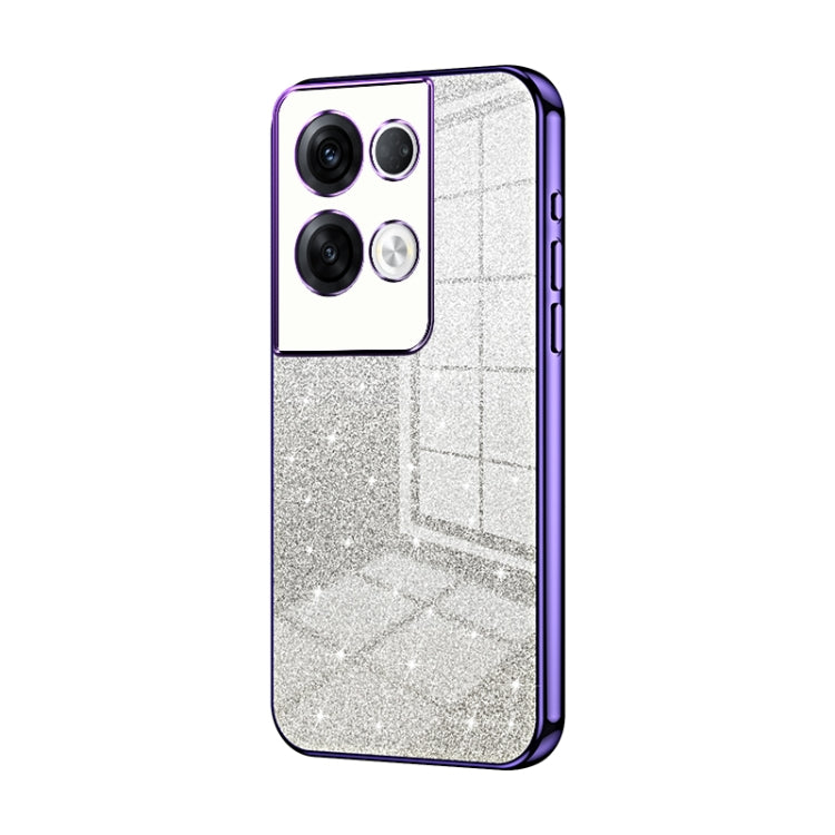 For OPPO Reno8 Pro+ Gradient Glitter Powder Electroplated Phone Case(Purple) - OPPO Cases by PMC TechLife | Online Shopping South Africa | PMC TechLife | Buy Now Pay Later Mobicred