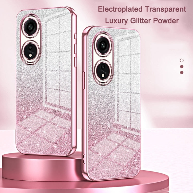 For OPPO Reno8 Pro Gradient Glitter Powder Electroplated Phone Case(Pink) - OPPO Cases by PMC TechLife | Online Shopping South Africa | PMC TechLife | Buy Now Pay Later Mobicred