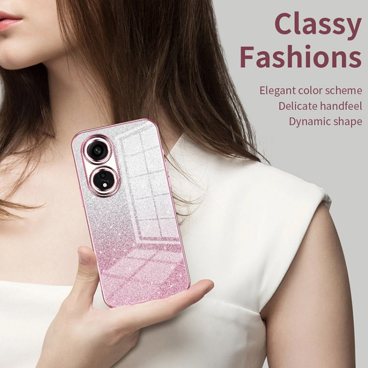 For OPPO Reno8 Pro Gradient Glitter Powder Electroplated Phone Case(Pink) - OPPO Cases by PMC TechLife | Online Shopping South Africa | PMC TechLife | Buy Now Pay Later Mobicred