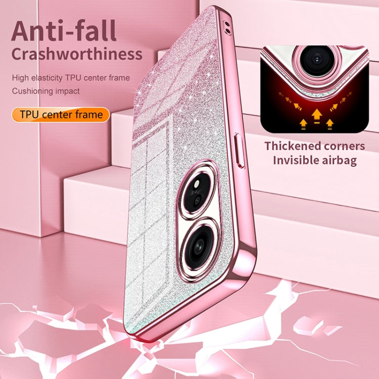 For OPPO A2m Gradient Glitter Powder Electroplated Phone Case(Silver) - OPPO Cases by PMC TechLife | Online Shopping South Africa | PMC TechLife | Buy Now Pay Later Mobicred