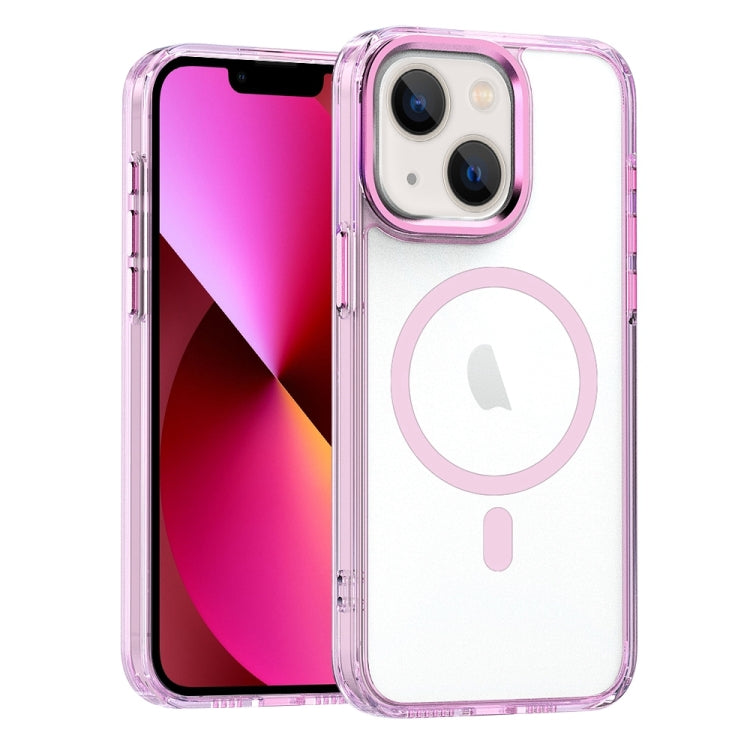 For iPhone 13 MagSafe Magnetic Clear Phone Case(Pink) - iPhone 13 Cases by PMC TechLife | Online Shopping South Africa | PMC TechLife