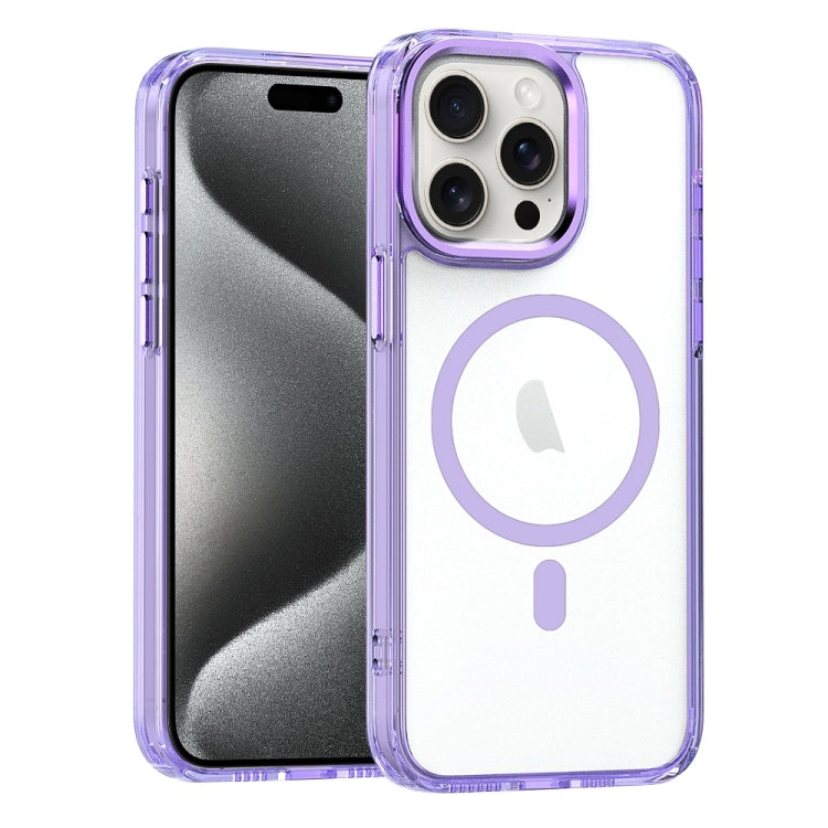 For iPhone 15 Pro MagSafe Magnetic Clear Phone Case(Purple) - iPhone 15 Pro Cases by PMC TechLife | Online Shopping South Africa | PMC TechLife