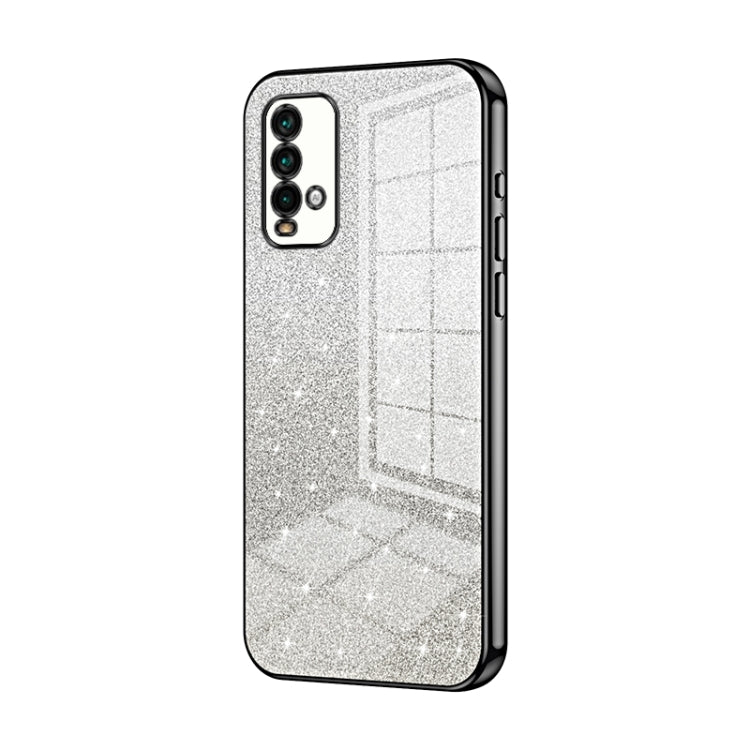 For Xiaomi Redmi Note 9 4G Gradient Glitter Powder Electroplated Phone Case(Black) - Xiaomi Cases by PMC TechLife | Online Shopping South Africa | PMC TechLife | Buy Now Pay Later Mobicred