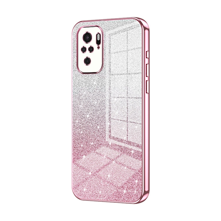 For Xiaomi Redmi Note 10/Note 10S Gradient Glitter Powder Electroplated Phone Case(Pink) - Xiaomi Cases by PMC TechLife | Online Shopping South Africa | PMC TechLife | Buy Now Pay Later Mobicred
