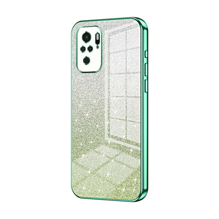 For Xiaomi Redmi Note 10/Note 10S Gradient Glitter Powder Electroplated Phone Case(Green) - Xiaomi Cases by PMC TechLife | Online Shopping South Africa | PMC TechLife | Buy Now Pay Later Mobicred