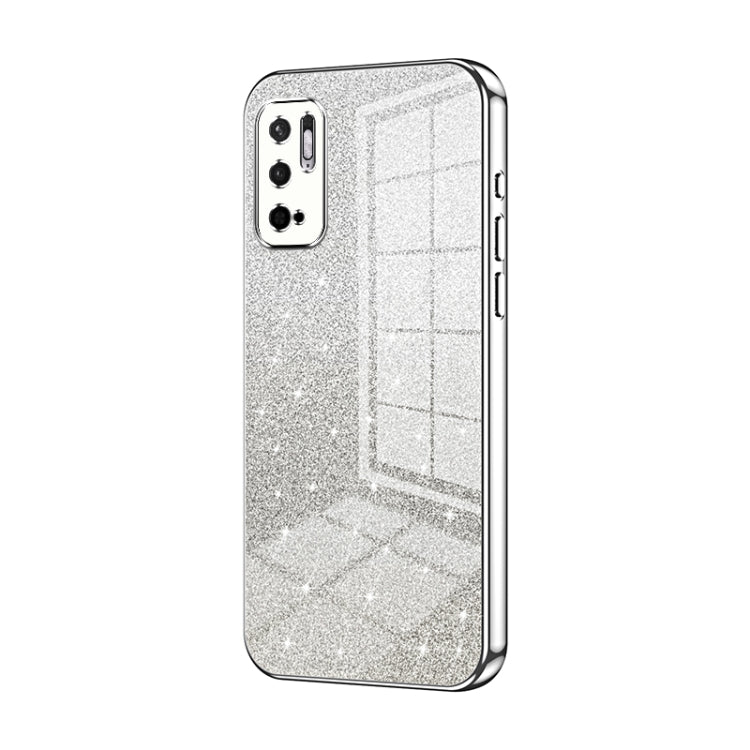 For Xiaomi Redmi Note 10 5G / Note 10T 5G Gradient Glitter Powder Electroplated Phone Case(Silver) - Xiaomi Cases by PMC TechLife | Online Shopping South Africa | PMC TechLife | Buy Now Pay Later Mobicred