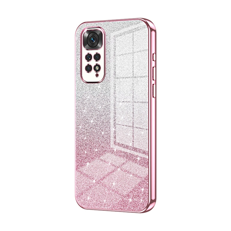 For Xiaomi Redmi Note 11 Global / Note 11S Gradient Glitter Powder Electroplated Phone Case(Pink) - Xiaomi Cases by PMC TechLife | Online Shopping South Africa | PMC TechLife | Buy Now Pay Later Mobicred