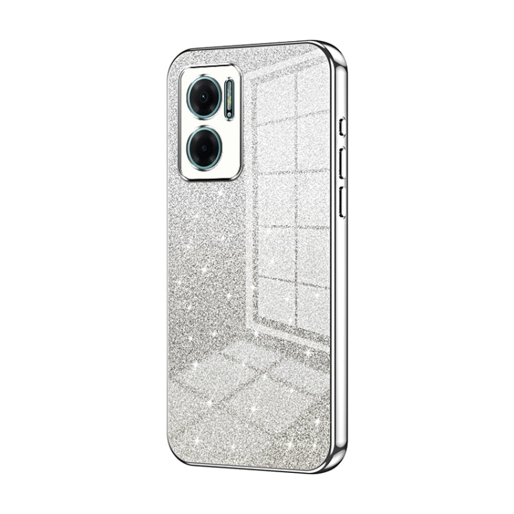 For Xiaomi Redmi Note 11E / Redmi 10 5G Gradient Glitter Powder Electroplated Phone Case(Silver) - Xiaomi Cases by PMC TechLife | Online Shopping South Africa | PMC TechLife | Buy Now Pay Later Mobicred