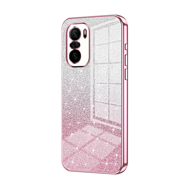 For Xiaomi Redmi K40 / K40 Pro / K40 Pro+ Gradient Glitter Powder Electroplated Phone Case(Pink) - Xiaomi Cases by PMC TechLife | Online Shopping South Africa | PMC TechLife | Buy Now Pay Later Mobicred