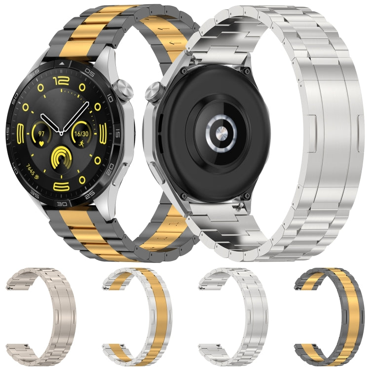 For Huawei Watch GT4 / GT3 / GT2 / GT 46mm Three Strains HW Buckle Metal Watch Band(Titanium Color) - Watch Bands by PMC TechLife | Online Shopping South Africa | PMC TechLife