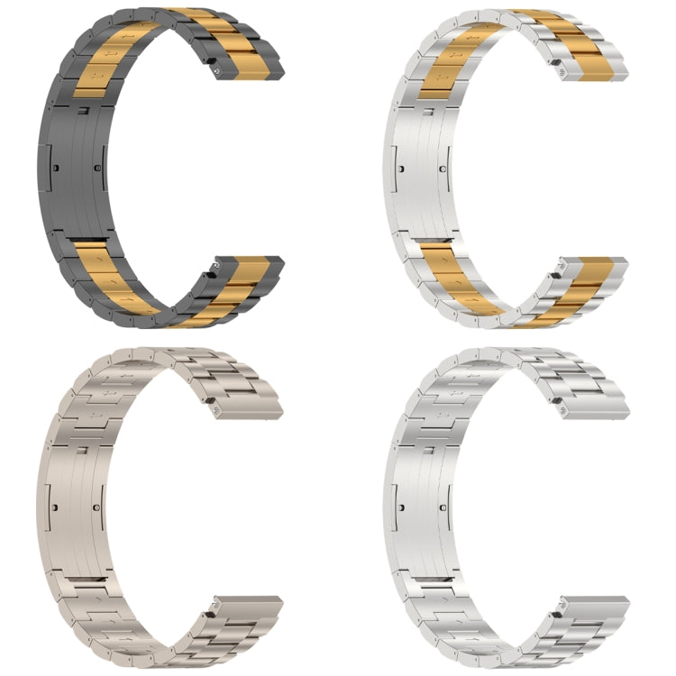 For Huawei Watch GT4 / GT3 / GT2 / GT 46mm Three Strains HW Buckle Metal Watch Band(Silver Gold) - Watch Bands by PMC TechLife | Online Shopping South Africa | PMC TechLife