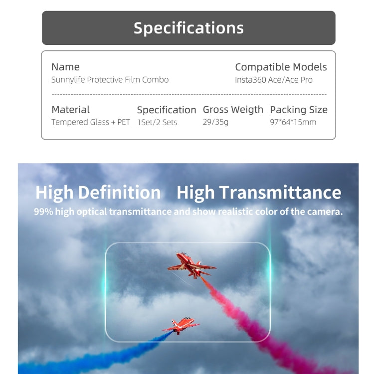 For Insta360 Ace Pro Sunnylife 3 in 1 Rear & Front Screen Lens Explosion proof Film(2 Sets) - Protective Film & Stickers by Sunnylife | Online Shopping South Africa | PMC TechLife | Buy Now Pay Later Mobicred