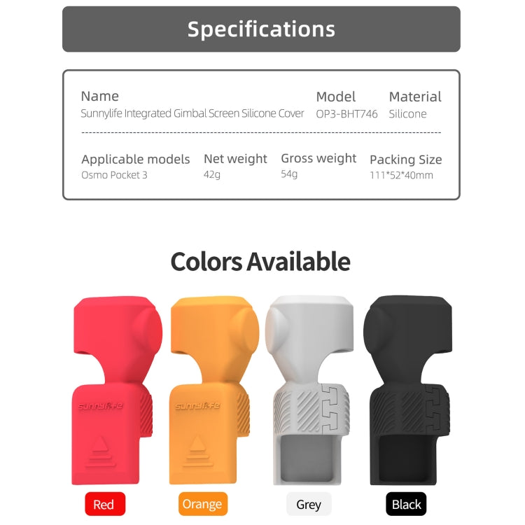 For DJI Osmo Pocket 3 Sunnylife OP3-BHT746 Silicone Protective Case(Red) - free shipping - PMC TechLife - Order now!