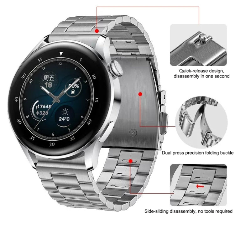 For Huawei Watch GT4 / GT3 / GT2 46mm Three Strains Flat Buckle Titanium Steel Watch Band(Silver) - free shipping - PMC TechLife - Order now!