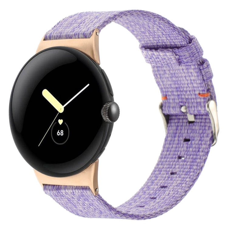 For Google Pixel Watch 2 / Pixel Watch Nylon Canvas Watch Band(Lavender Purple) - Watch Bands by PMc TechLife | Online Shopping South Africa | PMc TechLife | Buy Now Pay Later Mobicred