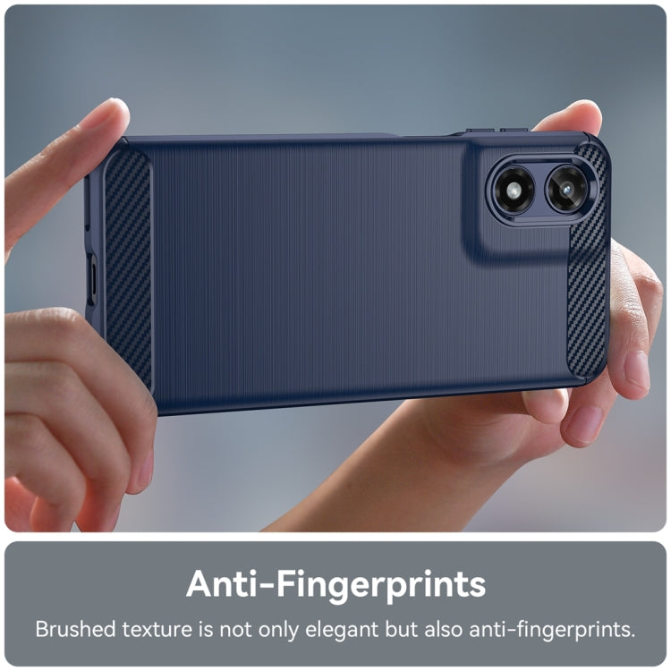 For Motorola Moto G Play 2024 Brushed Texture Carbon Fiber TPU Phone Case(Blue) - Motorola Cases by PMC Jewellery | Online Shopping South Africa | PMC Jewellery | Buy Now Pay Later Mobicred