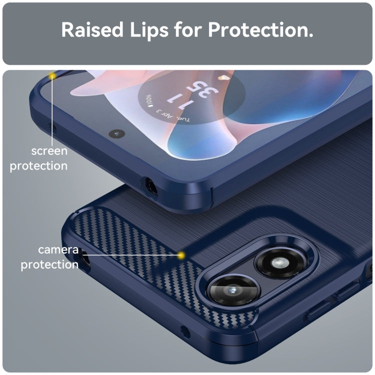 For Motorola Moto G Play 2024 Brushed Texture Carbon Fiber TPU Phone Case(Blue) - Motorola Cases by PMC Jewellery | Online Shopping South Africa | PMC Jewellery | Buy Now Pay Later Mobicred