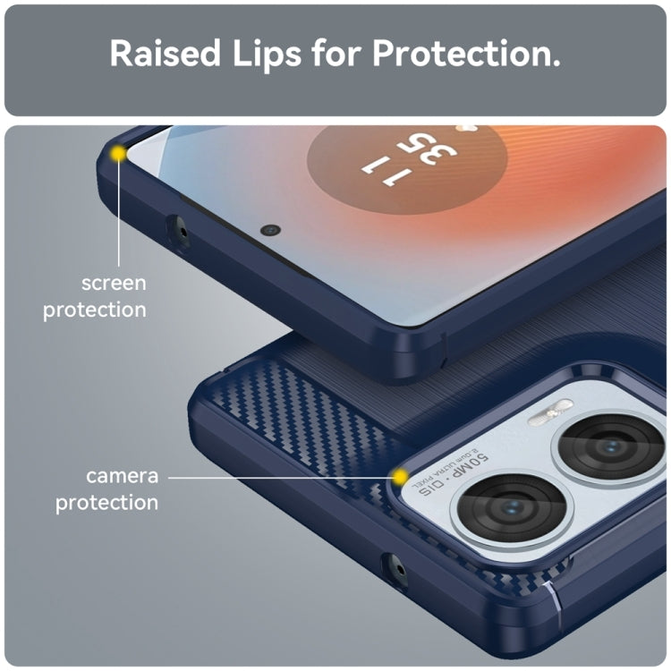 For Motorola Moto Edge 50 Fusion Carbon Fiber Brushed Texture TPU Phone Case(Blue) - free shipping - PMC TechLife - Order now!