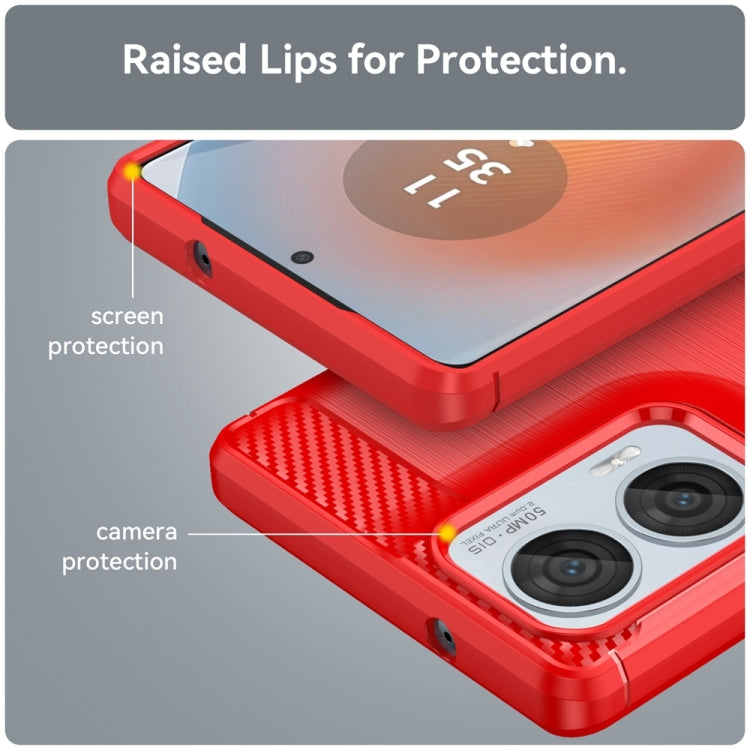For Motorola Moto Edge 50 Fusion Carbon Fiber Brushed Texture TPU Phone Case(Red) - free shipping - PMC TechLife - Order now!