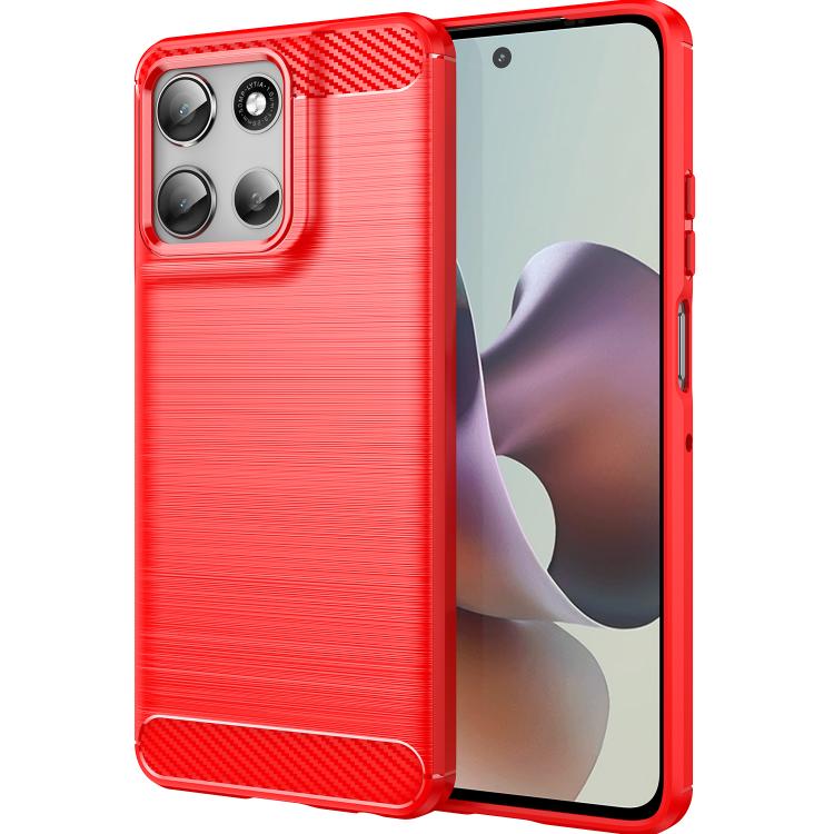 For Motorola Moto G56 5G Carbon Fiber Brushed Texture TPU Phone Case(Red) - free shipping - PMC TechLife - Order now!