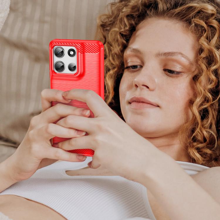 For Motorola Moto G56 5G Carbon Fiber Brushed Texture TPU Phone Case(Red) - free shipping - PMC TechLife - Order now!