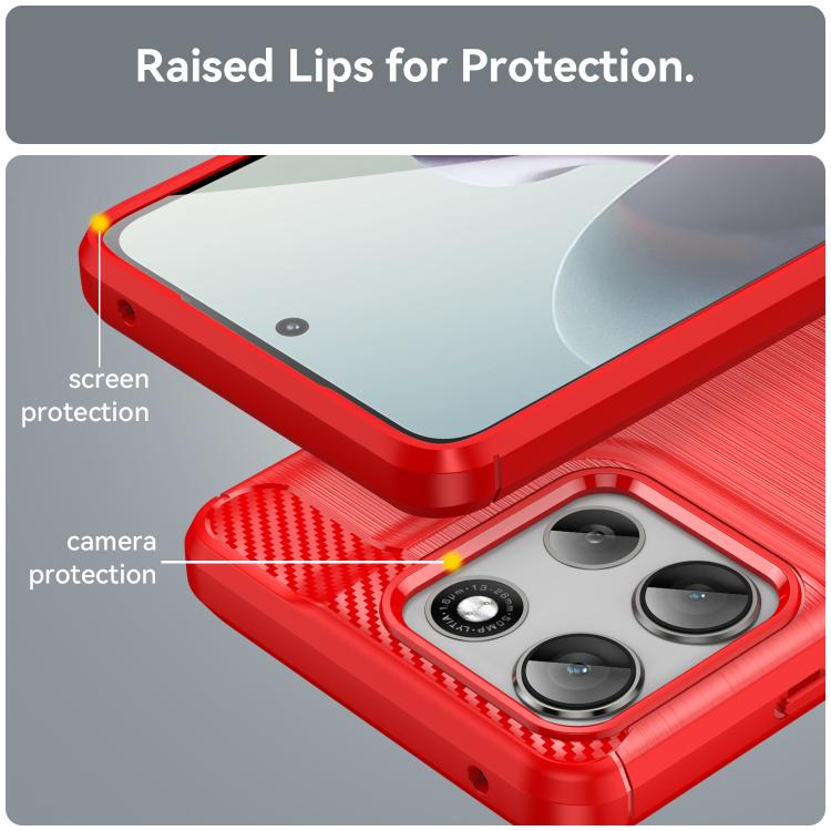 For Motorola Moto G66y 5G Carbon Fiber Brushed Texture TPU Phone Case(Red) - free shipping - PMC TechLife - Order now!
