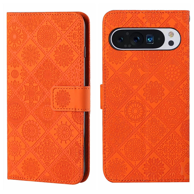 For Google Pixel 9 Pro XL Ethnic Style Embossed Pattern Leather Phone Case(Orange) - Google Cases by PMC TechLife | Online Shopping South Africa | PMC TechLife | Buy Now Pay Later Mobicred