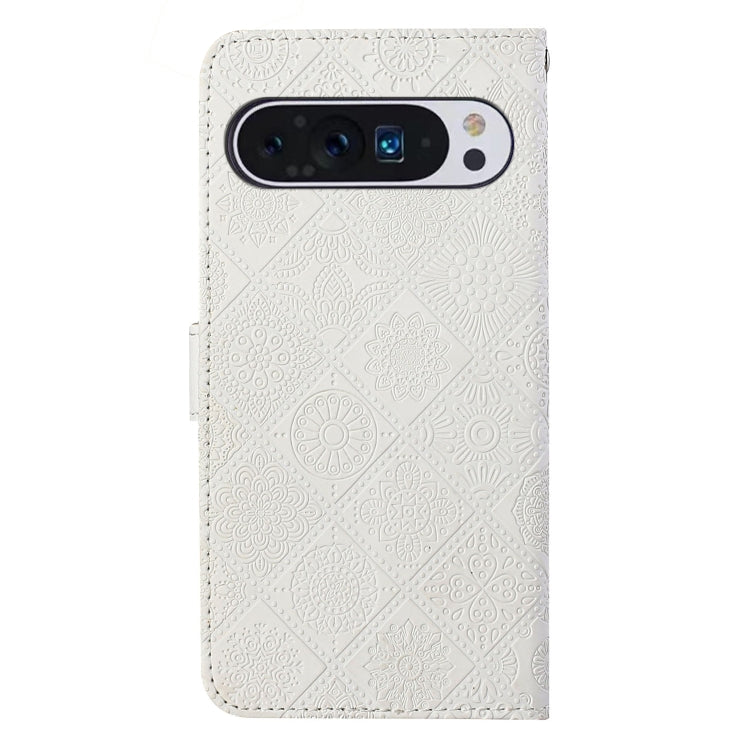 For Google Pixel 9 Pro XL Ethnic Style Embossed Pattern Leather Phone Case(White) - Google Cases by PMC TechLife | Online Shopping South Africa | PMC TechLife | Buy Now Pay Later Mobicred