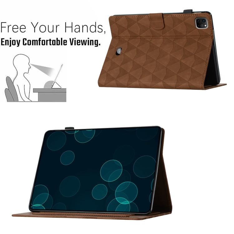 For iPad Pro 11 2024 Diamond Texture Embossed Leather Smart Tablet Case(Brown) - iPad Pro 11 2024 Cases by PMC TechLife | Online Shopping South Africa | PMC TechLife | Buy Now Pay Later Mobicred