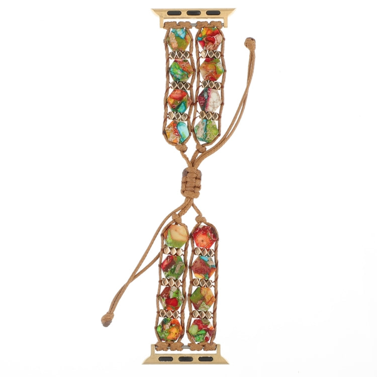 For Apple Watch 42mm Hexagonal Stones Drawstring Chain Watch Band(Colorful) - Watch Bands by PMC TechLife | Online Shopping South Africa | PMC TechLife