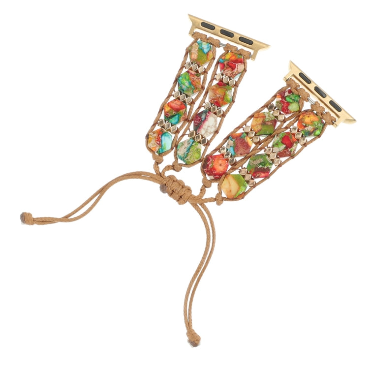 For Apple Watch 42mm Hexagonal Stones Drawstring Chain Watch Band(Colorful) - Watch Bands by PMC TechLife | Online Shopping South Africa | PMC TechLife