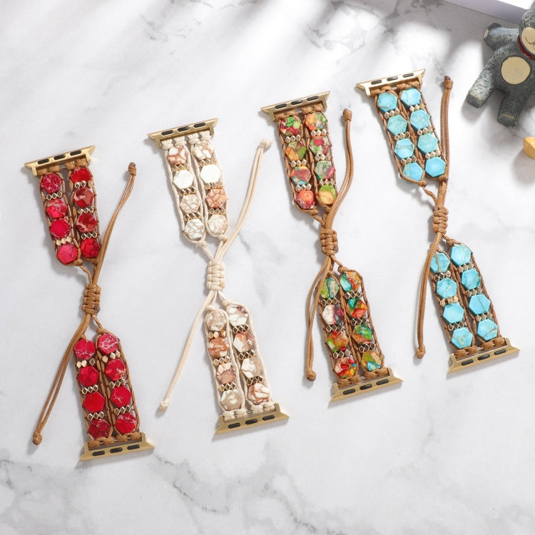 For Apple Watch Series 8 45mm Hexagonal Stones Drawstring Chain Watch Band(Colorful) - Watch Bands by PMC TechLife | Online Shopping South Africa | PMC TechLife