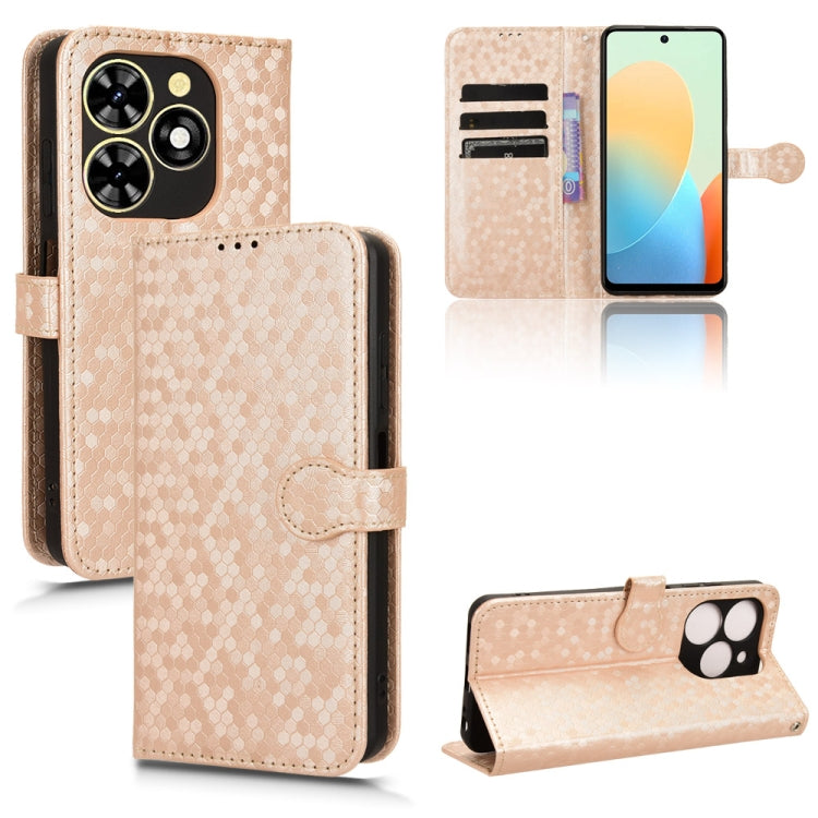 For Tecno Spark Go 2024 / Spark 20C Honeycomb Dot Texture Leather Phone Case(Gold) - Tecno Cases by PMC Jewellery | Online Shopping South Africa | PMC Jewellery | Buy Now Pay Later Mobicred