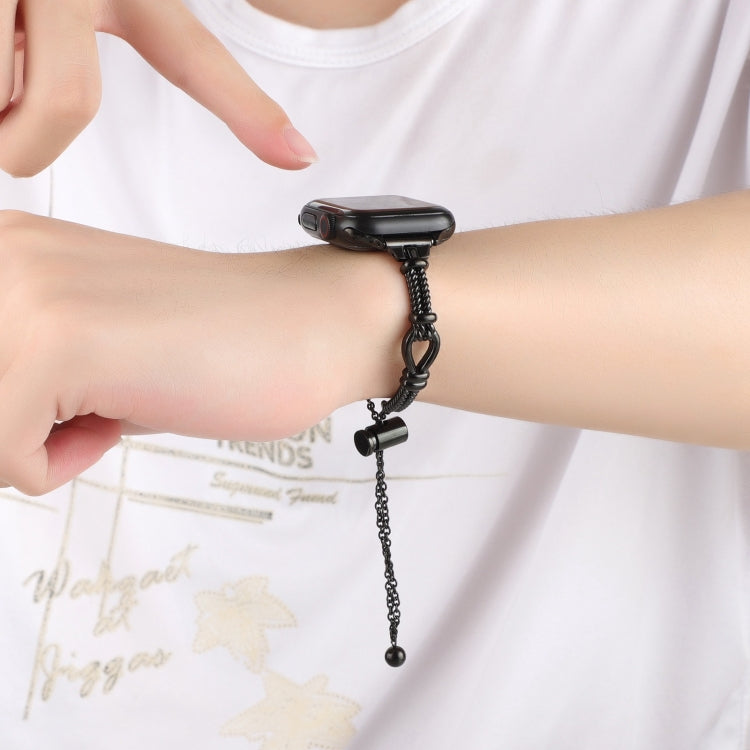 For Apple Watch Series 9 45mm Twist Metal Bracelet Chain Watch Band(Black) - Watch Bands by PMC TechLife | Online Shopping South Africa | PMC TechLife
