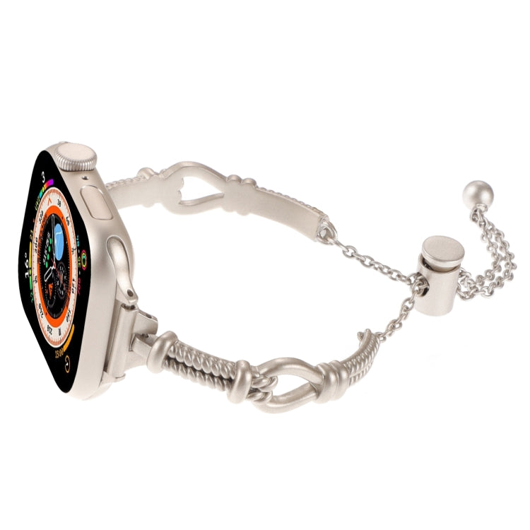 For Apple Watch Series 9 45mm Twist Metal Bracelet Chain Watch Band(Starlight) - Watch Bands by PMC TechLife | Online Shopping South Africa | PMC TechLife
