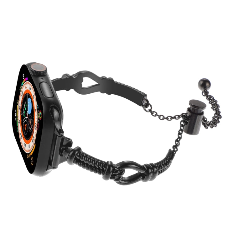 For Apple Watch Series 8 45mm Twist Metal Bracelet Chain Watch Band(Black) - Watch Bands by PMC TechLife | Online Shopping South Africa | PMC TechLife