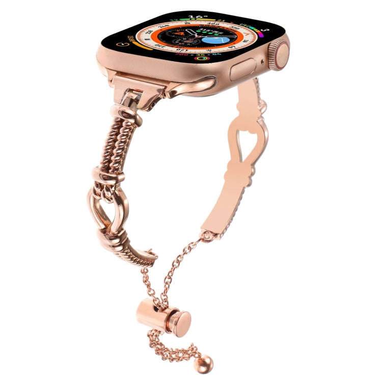 For Apple Watch SE 2022 44mm Twist Metal Bracelet Chain Watch Band(Rose Gold) - Watch Bands by PMC TechLife | Online Shopping South Africa | PMC TechLife