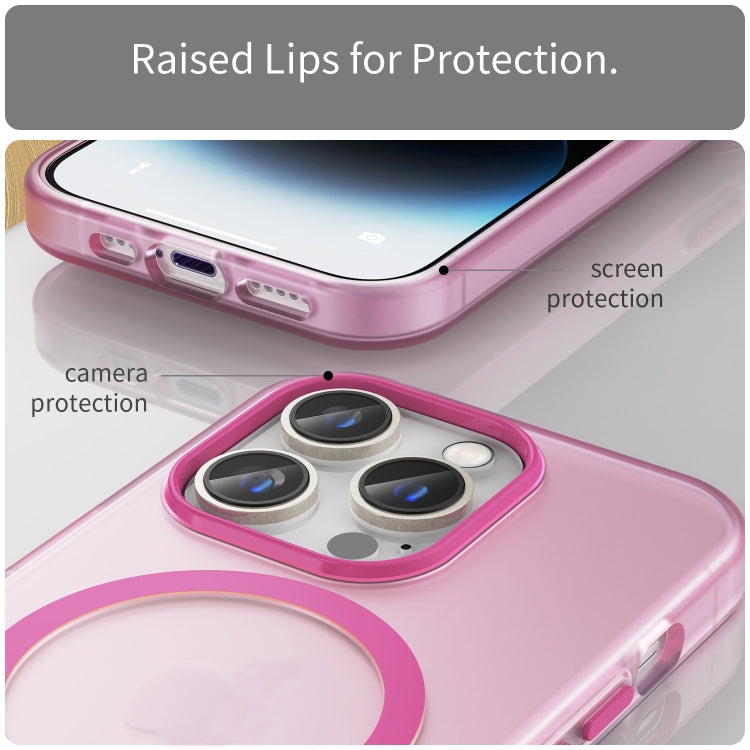 For iPhone 14 Pro MagSafe Frosted Translucent TPU + PC Full Coverage Phone Case(Pink) - free shipping - PMC TechLife - Order now!