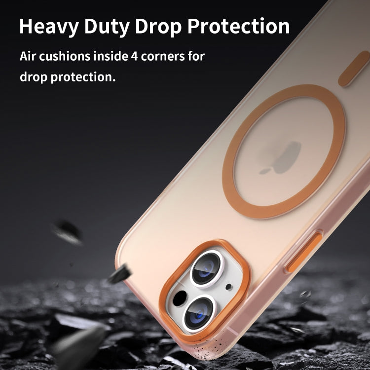 For iPhone 14 Plus MagSafe Frosted Translucent TPU + PC Full Coverage Phone Case(Orange) - iPhone 14 Plus Cases by PMC TechLife | Online Shopping South Africa | PMC TechLife