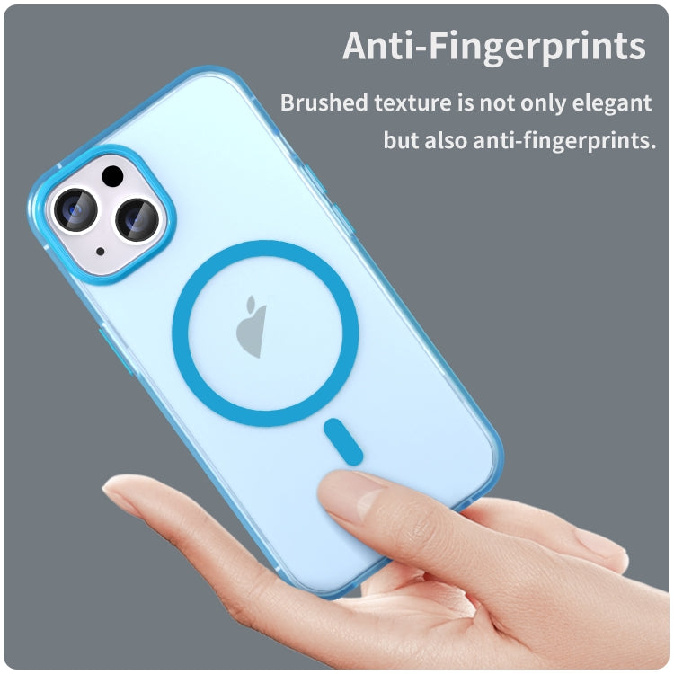 For iPhone 15 MagSafe Frosted Translucent TPU + PC Full Coverage Phone Case(Blue) - iPhone 15 Cases by PMC TechLife | Online Shopping South Africa | PMC TechLife