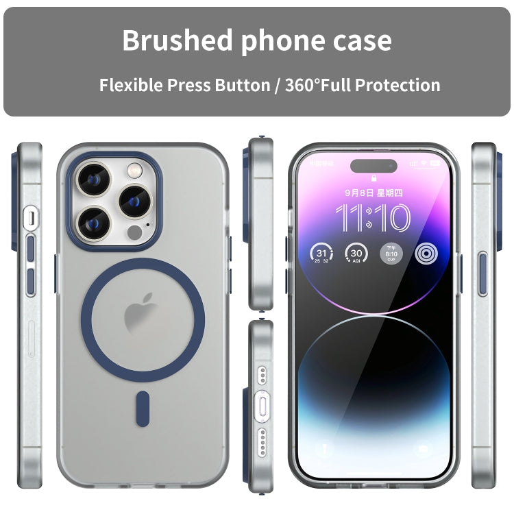 For iPhone 15 Pro MagSafe Frosted Translucent TPU + PC Full Coverage Phone Case(Dark Blue) - iPhone 15 Pro Cases by PMC TechLife | Online Shopping South Africa | PMC TechLife | Buy Now Pay Later Mobicred