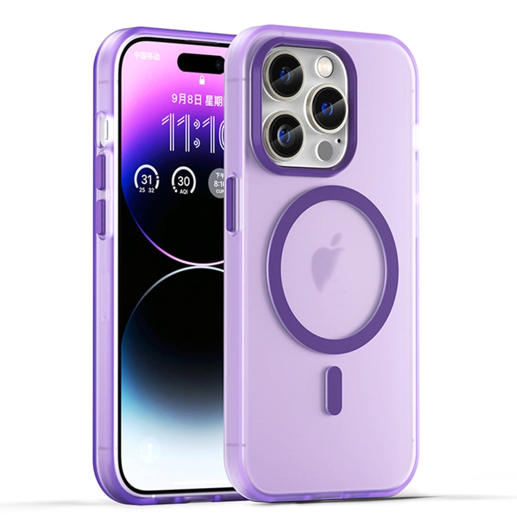 For iPhone 15 Pro MagSafe Frosted Translucent TPU + PC Full Coverage Phone Case(Dark Purple) - iPhone 15 Pro Cases by PMC TechLife | Online Shopping South Africa | PMC TechLife | Buy Now Pay Later Mobicred