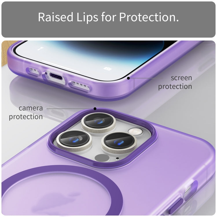 For iPhone 15 Pro MagSafe Frosted Translucent TPU + PC Full Coverage Phone Case(Dark Purple) - iPhone 15 Pro Cases by PMC TechLife | Online Shopping South Africa | PMC TechLife | Buy Now Pay Later Mobicred