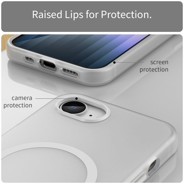 For iPhone 16e MagSafe Frosted Translucent TPU + PC Full Coverage Phone Case(White) - iPhone 16e Cases by PMC TechLife | Online Shopping South Africa | PMC TechLife | Buy Now Pay Later Mobicred