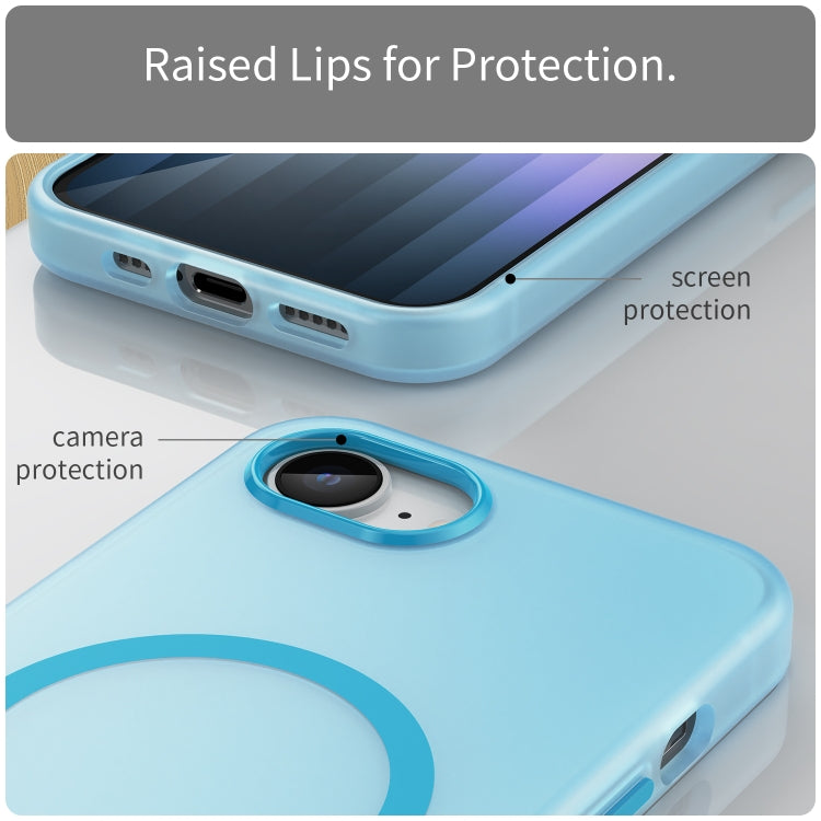 For iPhone 16e MagSafe Frosted Translucent TPU + PC Full Coverage Phone Case(Blue) - iPhone 16e Cases by PMC TechLife | Online Shopping South Africa | PMC TechLife | Buy Now Pay Later Mobicred