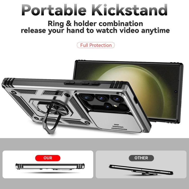 For Samsung Galaxy S24 Ultra 5G Sliding Camshield Holder Phone Case(Silver) - Galaxy S24 Ultra 5G Cases by PMC TechLife | Online Shopping South Africa | PMC TechLife