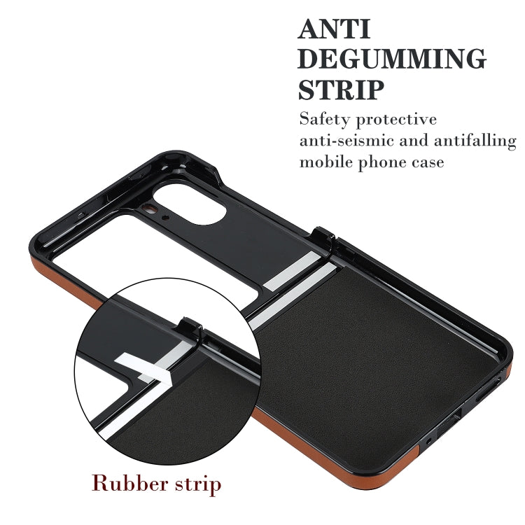 For OPPO Find N2 Flip V-shaped Folding Phone Case(Brown) - OPPO Cases by PMC TechLife | Online Shopping South Africa | PMC TechLife | Buy Now Pay Later Mobicred