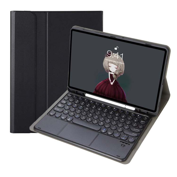 For Samsung Galaxy Tab S9 FE Candy Color TPU Round Keycap Touch Bluetooth Keyboard Leather Case(Black) - Samsung Keyboard by PMC TechLife | Online Shopping South Africa | PMC TechLife