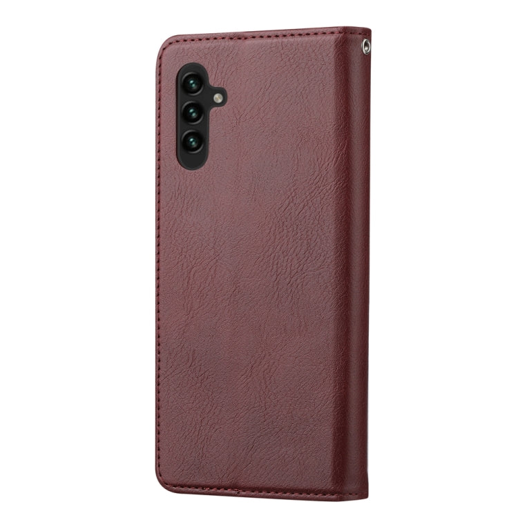 For Samsung Galaxy S25 5G Knead Skin Texture Flip Leather Phone Case(Wine Red) - Galaxy S25 5G Cases by PMC Jewellery | Online Shopping South Africa | PMC Jewellery | Buy Now Pay Later Mobicred